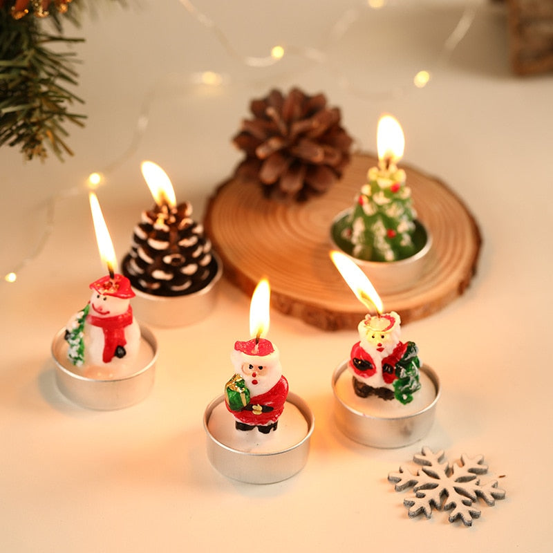 Candele di Natale Babbo Natale Pupazzi di neve Lattina Candela