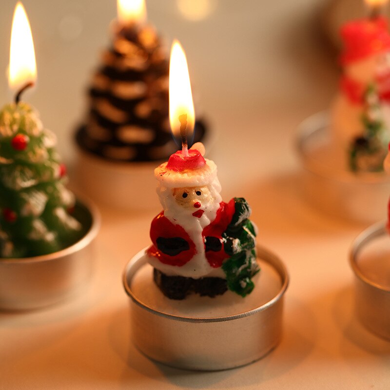 Candele di Natale Babbo Natale Pupazzi di neve Lattina Candela